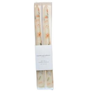 Cupcakes & Cashmere Floral Taper Candles Printed Flowers Smokeless 10" Pink NEW